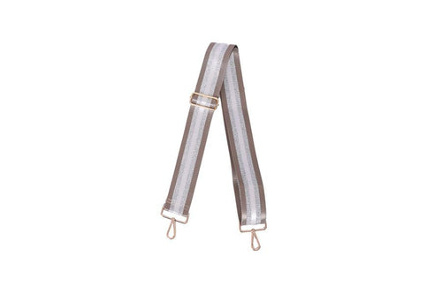 Tan Silver Stripe Guitar Handbag Shoulder Strap | Bella Lucca