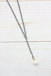Y-DROP PAPERCLIP NECKLACE | MINI PEARL CHARM